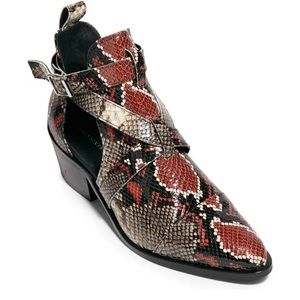All Saints Sz 7 Women’s Ladies Juniors Snakeskin Print Boot Bootie Pointed Toe